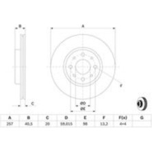 Bosch Fren Dıskı On Havalı 257MM Albea Palıo Doblo Tempra 2.0 Marea 1.6 1.8 Fıorıno Bıpper Nemo