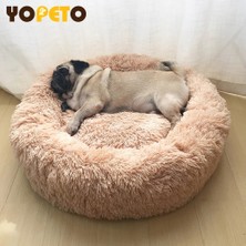 Shanhua Shop Beyaz Kahverengi Tarzı 30CM Süper Yumuşak Pet Yatak Kulübesi Köpek Yuvarlak Kedi Kış Sıcak Uyku Tulumu Uzun Peluş Büyük Köpek Yastık Mat Taşınabilir Kedi Malzemeleri (Yurt Dışından)