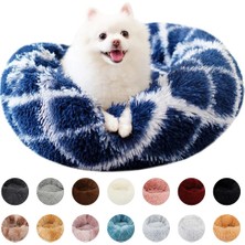 Shanhua Shop Tavuskuşu Mavi Tarzı 40CM Pet Köpek Kedi Uzun Peluş Süper Yumuşak Yatak Renkli Yuvarlak Uyku Pet Köpek Yıkanabilir Çekyat Köpekler Kediler Için Evcil Hayvan Malzemeleri (Yurt Dışından)