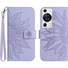 Manyi Mall Kart Yuvaları Tutucu Kısa Kayış Lüks Pu Flip ile Huawei P60 Pro Için Kılıf (Yurt Dışından)