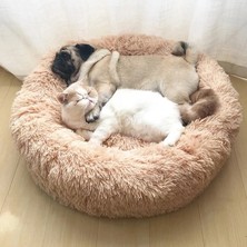 Shanhua Shop Pembe Tarzı 60CM Vıp Pet Köpek Yatağı Köpek Büyük Büyük Küçük Kedi Evi Için Yuvarlak Peluş Mat Kanepe Ürünleri Pet Sakinleştirici Yatak Köpek Çörek Yatağı (Yurt Dışından)