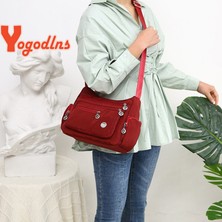 Qiuming Shop Style1 Gül Kırmızı Stili Yogodlns Moda Kadın Omuz Askılı Çanta Su Geçirmez Naylon Oxford Crossbody Çanta Çanta Büyük Kapasiteli Seyahat Çantaları Çanta (Yurt Dışından)