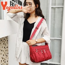 Qiuming Shop Style1 Gül Kırmızı Stili Yogodlns Moda Kadın Omuz Askılı Çanta Su Geçirmez Naylon Oxford Crossbody Çanta Çanta Büyük Kapasiteli Seyahat Çantaları Çanta (Yurt Dışından)