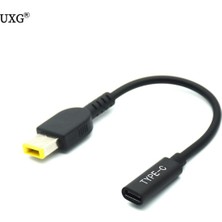 Yinstree Dizüstü Dc Güç Adaptörü Konnektör Fişi Dönüştürücü Kablo Kordonu USB Tip C Dişi Kare Fiş Şarj Cihazı Lenovo T460S E470 T450 (Yurt Dışından)