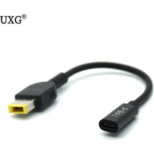 Yinstree Dizüstü Dc Güç Adaptörü Konnektör Fişi Dönüştürücü Kablo Kordonu USB Tip C Dişi Kare Fiş Şarj Cihazı Lenovo T460S E470 T450 (Yurt Dışından)