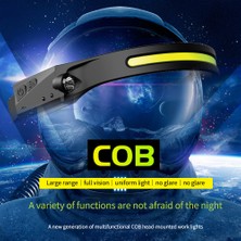 Pakuhit Cob LED Far Sensörü Far, Dahili 1200 Mah El Feneri ile USB Şarj Edilebilir Kafa Lambası Torch 5 Aydınlatma Modu Çalışma Işığı (Yurt Dışından)