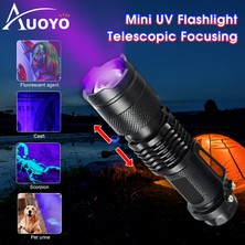 Pakuhit Auoyo Uv Işığı 395NM LED Siyah Işık Ahşap Lamba Teleskopik Odaklama Uv Işık Köpek Idrarı Için Taşınabilir El Feneri Evcil Hayvan Leke Akrep Nakit Para Takı Testi (Yurt Dışından)