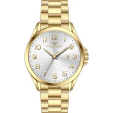 Ferro F11392A-B Quartz Çelik Altın Rengi 42 mm Erkek Kol Saati
