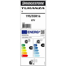 Bridgestone 195/55 R16 87V Turanza 6 Oto Yaz Lastiği ( Üretim Yılı: 2024 )