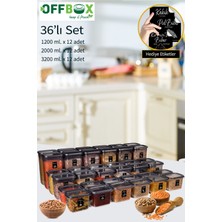 OFFBOX SET-36D 36 Lı Dikdörtgen Erzak Bakliyat Saklama Kabı Seti 1,2lt-2lt-3,2 Litre 40 Etiketli