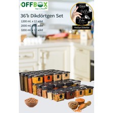 OFFBOX SET-36D 36 Lı Dikdörtgen Erzak Bakliyat Saklama Kabı Seti 1,2lt-2lt-3,2 Litre 40 Etiketli