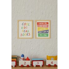 Ayışığı Dizayn Çocuk Odası Emoji Ahşap Çerçeveli 2'li Tablo Seti