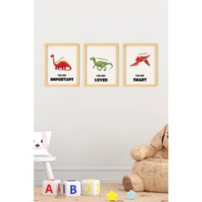 Ayışığı Dizayn Çocuk Odası Doğal Ahşap Çerçeveli 3'lü Tablo Seti