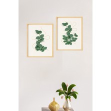 Ayışığı Dizayn Iskandinav Okaliptus Doğal Ahşap Çerçeveli 2'li Tablo Seti