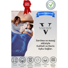 Vayomy Colors Ağırlıklı Battaniye Çift Kişilik Yorgan 10 kg Mavi 200X220 %100 Pamuk 4 Mevsim Kullanılabilir