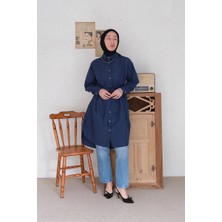 Ceylan Otantik Lacivert Uzun Gömlek