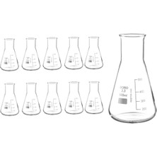 Zürih Ticaret Cam Erlen 500 ml Erlenmeyer Flask Geniş Boyunlu Isıya Dayanıklı 10 Adet Toptan Set