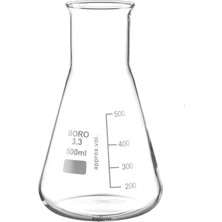 Zürih Ticaret Cam Erlen 500 ml Erlenmeyer Flask Geniş Boyunlu Isıya Dayanıklı 10 Adet Toptan Set