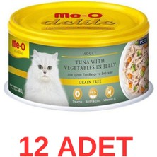 Me-O Delite Ton Balıklı ve Sebzeli Tahılsız Yetişkin Kedi Konservesi 80 gr 12 Adet