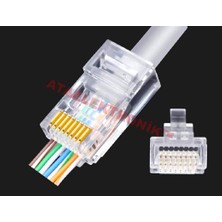 Ata Elektronik 100 Adet Ez RJ45 Cat5 - Cat6 Açık Uçlu Soket 8P8C 100ADET RJ45 Cat5 - Cat6 Kablo Ucu Uç Ethernet Internet Kablo Ucu Ağ Rj 45 Konnektör Cat6