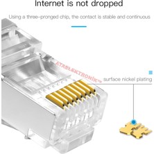 Ata Elektronik 100 Adet Ez RJ45 Cat5 - Cat6 Açık Uçlu Soket 8P8C 100ADET RJ45 Cat5 - Cat6 Kablo Ucu Uç Ethernet Internet Kablo Ucu Ağ Rj 45 Konnektör Cat6