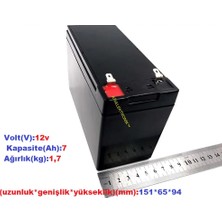 Ata Elektronik Ev Dükkan  Alarm Sistemi Aküsü 12V 7AH 12 Volt 7 Amper Çocuk Oyuncak Araba Araç Ups Aküsü Pili Bataryası