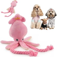 Longbangdian Shop B-26CM Tarzı Sevimli Kalamar Pet Kedi Köpek Oyuncak Ahtapot Bb Peluş Pet Köpek Halat Oyuncaklar Pembe Chew Squeak Oyuncaklar Köpekler Diş Temizleme Oyuncak (Yurt Dışından)