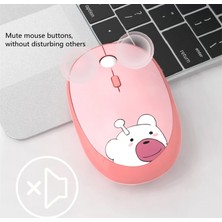 Coverzone Geezer Kablosuz Mouse Wireless Mouse Renkli Ayıcık Tasarım Kablosuz Sessiz Bilgisayar Notebook Laptop Için Fare Pilli Mouse USB Nano Receiver Tak Çalıştır M2