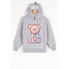 Zepkids Erkek Çocuk Ayıcık Detaylı Kapüşonlu Sweatshirt