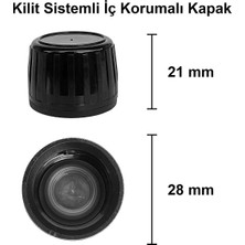 Afracam 30 ml Şeffaf Shot Şişesi 30 cc Siyah Kilitli Kapaklı Cam Şişe