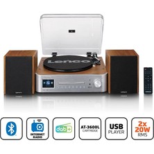 Lenco MC-660 Pikap Hi-Fi Seti Bluetoothlu İnternet Dab+ Radyo CD Mp3 Müzik Seti AT-3600