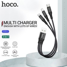 Scentu Hoco 3 In 1 USB Kablosu Kısa 3in1 Lightning Mikro USB C Tipi Tel iPhone Samsung Xiaomi Için USB C Şarj Kablosu Hızlı Şarj (Yurt Dışından)