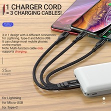 Scentu Hoco 3 In 1 USB Kablosu Kısa 3in1 Lightning Mikro USB C Tipi Tel iPhone Samsung Xiaomi Için USB C Şarj Kablosu Hızlı Şarj (Yurt Dışından)