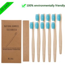 Scentu 10 Adet Yumuşak Kıllar Çocuk Bambu Diş Fırçaları Gökkuşağı Renkli Ağız Bakımı Seyahat Diş Fırçası (Yurt Dışından)