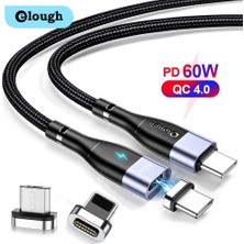 Scentu Elough PD60W Manyetik Kablo USB C Tip C Kablo Usb-C Manyetik Şarj Cihazı Huawei iPhone Xiaomi Poco Samsung Macbook Veri Kablosu (Yurt Dışından)