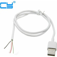 Scentu 0.7 M 2ft USB 2.0 A Tipi Erkek 4 Tel Açık Kablo Örgü Kalkanı ile Dıy Oem Beyaz 70 cm (Yurt Dışından)