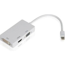 Scentu 3 In 1 Mini Ekran Bağlantı Noktası Mını Dp Erkek HDMI Uyumlu DVI VGA Dişi Adaptör Dönüştürücü Kablo Apple MacBook Air/pro Mdp (Yurt Dışından)