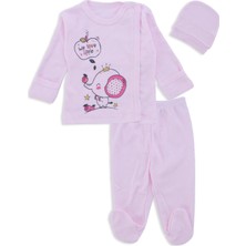Bebelop Yeni Doğan Bebek Hastane Çıkışı Filli Şapkalı Zıbın Body Set 3'lü