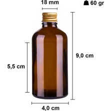 Afracam 50 ml Amber Metal Kapaklı Hediyelik Şişesi 50 cc Kolonya Koku Süs Shot Amber Cam Şişe