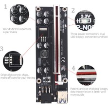 Kecilila Tıshrıc Yenı VER009S Artı Pcıe Pcı-E Pcı Yükseltici Kart Sata 1x Ila 16X 6pin USB 3.0 Kablosu Ekspres Adaptör Btc Madencilik Madenci (Yurt Dışından)