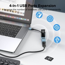 Kecilila Qoovı USB C Hub 4 Port USB Tip C - USB 3.0 Hub Splitter Macbook Pro iPad Yüzey Samsung S21 Xiaomi Için Usb-C Adaptör Dock (Yurt Dışından)