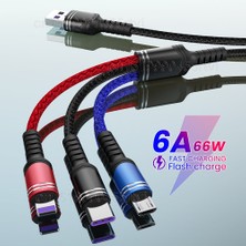 Huizongxu 3 In 1 6A 66W USB Veri Kablosu Huawei Samsung Xiaomi Mikro USB Kablosu 2.4A USB Kablosu iPhone 13 12 11 Pro Max 1.2m (Yurt Dışından)