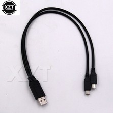 Huizongxu USB 2.0 - Çift Mikro USB Adaptör Kablosu Veri Aktarımı Şarj Kablosu Erkek - Erkek 2 Mikro USB Splitter Android Telefon Şarj Cihazı Için (Yurt Dışından)