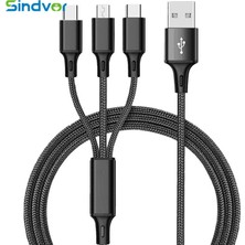 Huizongxu Sıcak Satış 2 M 3 In 1 Mikro USB Tip C Şarj Kablosu Çoklu USB Bağlantı Noktası Çoklu USB Şarj Kablosu Usbc Cep Telefonu Kablosu Samsung Için (Yurt Dışından)