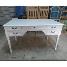 Masifart Soft Tornalı Ahşap Çalışma Masası 140 cm Beyaz