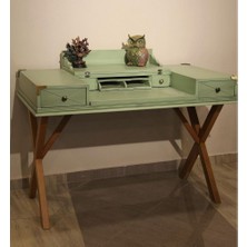 Masifart Store Kapaklı Çalışma Masası Natürel Yeşil Patine