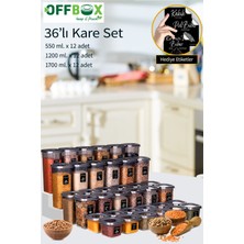 OFFBOX SET-36K 36 Lı Kare Erzak Bakliyat Saklama Kabı Seti 0,55-1,2-1,7 Litre 20 Etiket Hediyeli