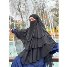 Lubbetulayn Kadife Elbise Lacivert, Üç Katlı Sufle Siyah Takımı