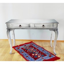 Masifart Samir 100 cm Beyaz Eskitme Dresuar Çekmeceli Makyaj Masası