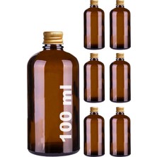 Afracam 100 ml Amber Metal Kapaklı Hediyelik Şişesi 100 cc Kolonya Koku Süs Shot Küçük Amber Cam Şişe